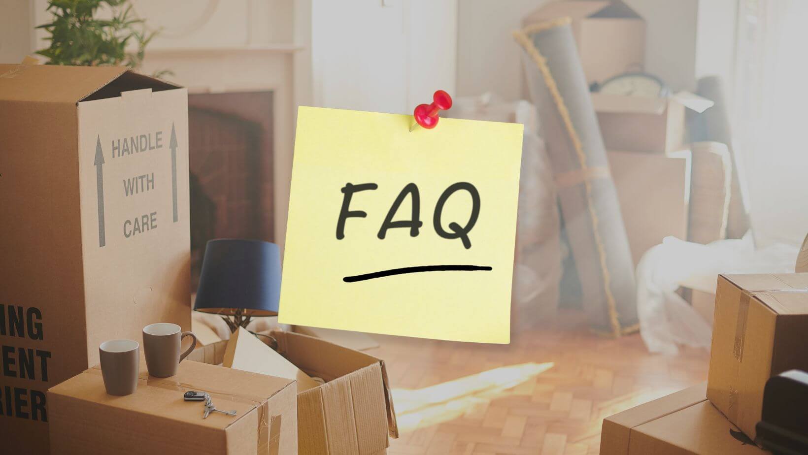 A sticky note with the word FAQ.